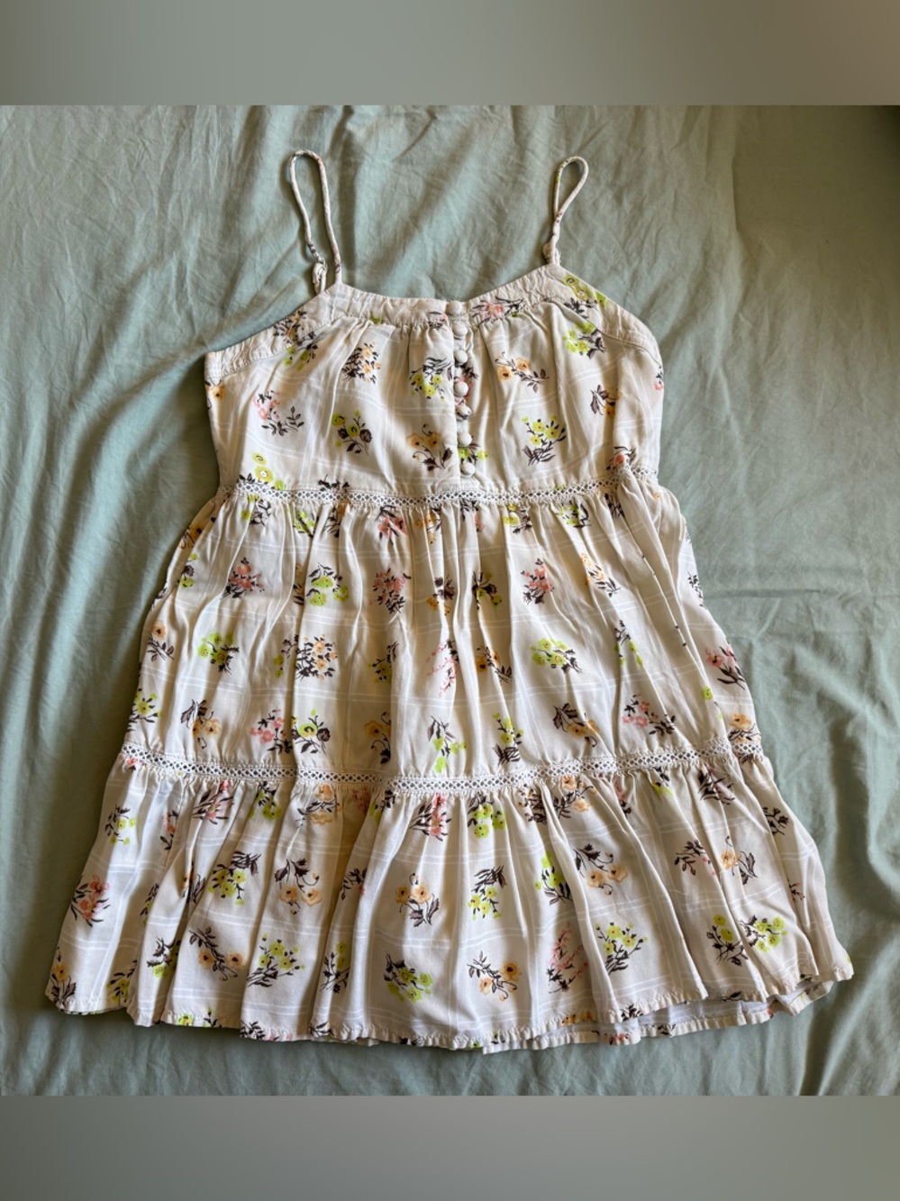 Urban Outfitters Cream Floral Mini Dress